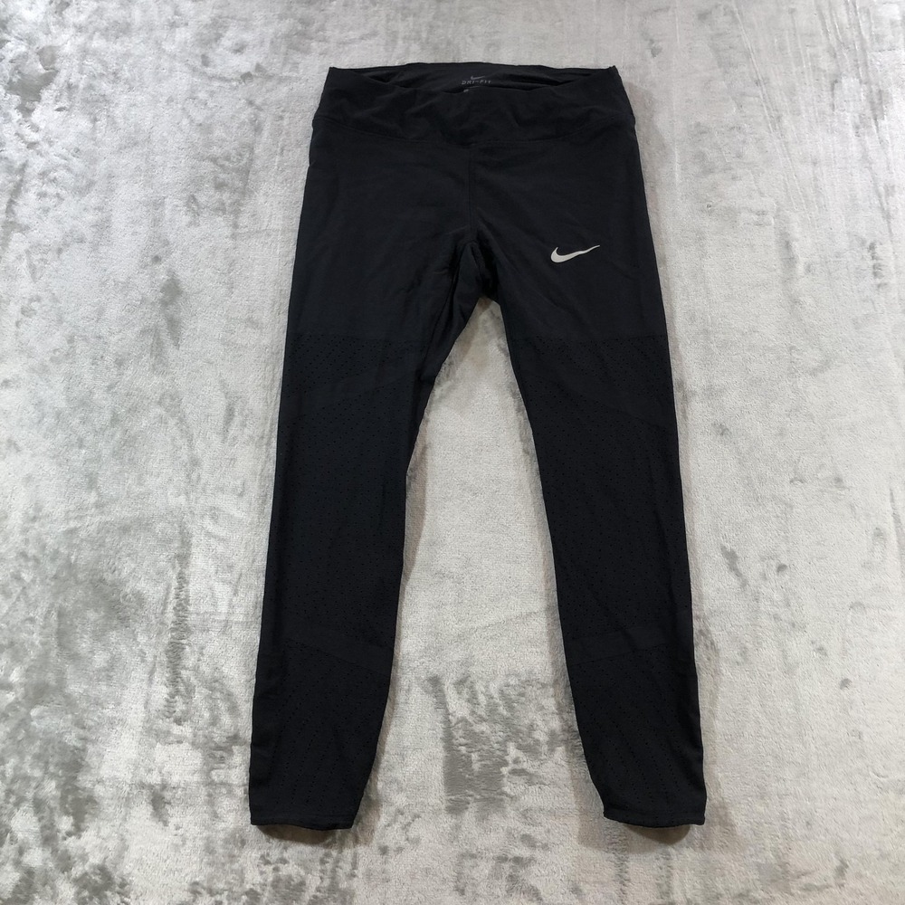 Nike Dri-FIT Running Pants womens Small Black Compression Leggings Zip Pocket